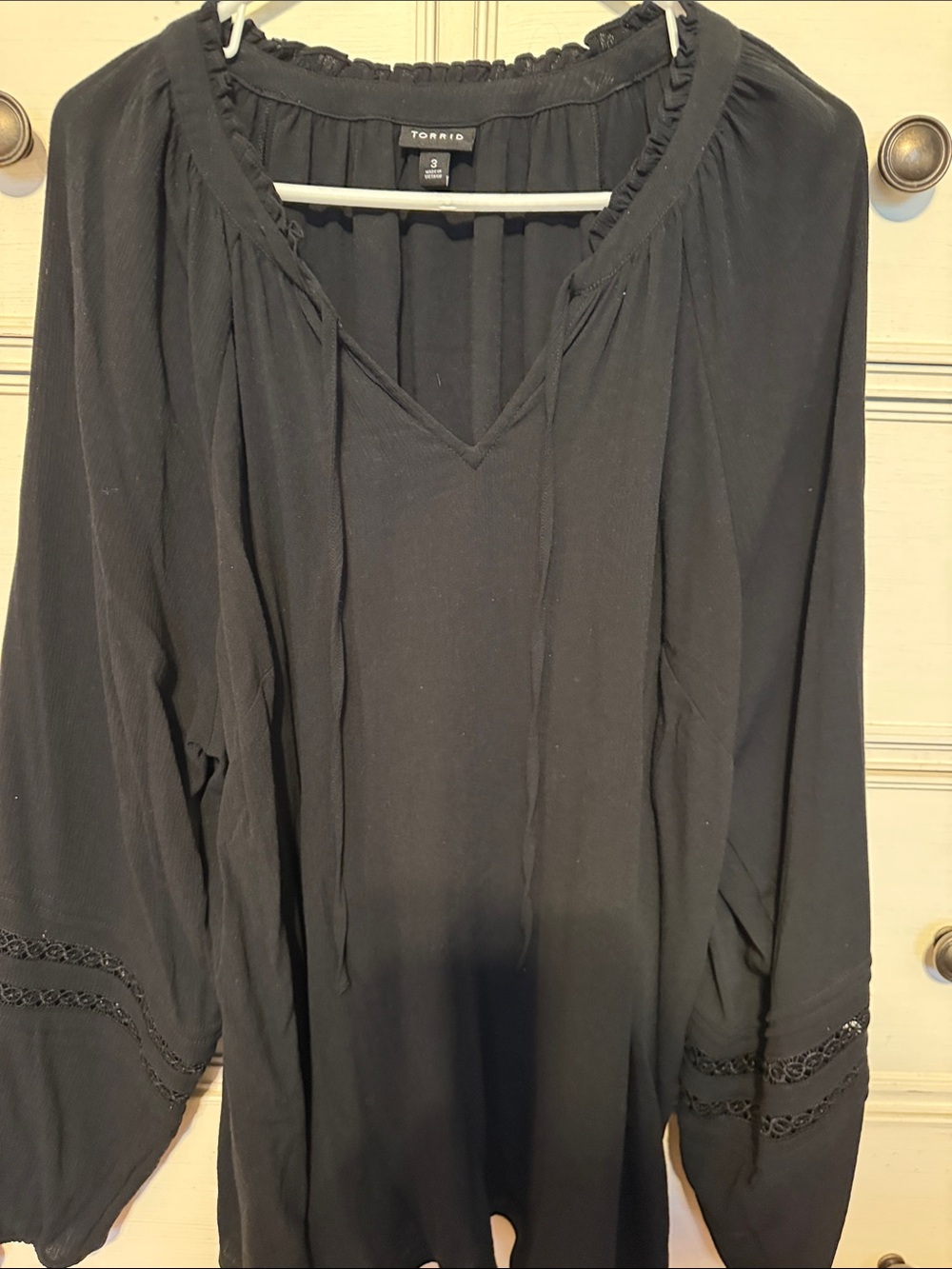 torrid Black V-Neck Peasant Top